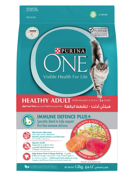 Purina ONE Healthy Adult Cat Food with Salmon & Tuna  1.2kg