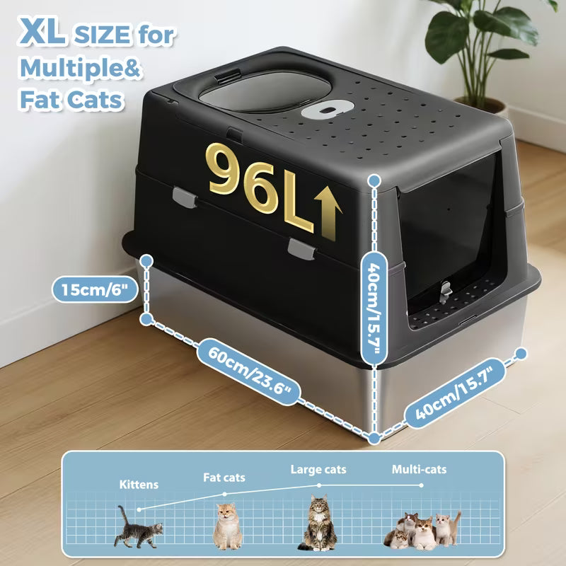 XL Enclosed Stainless Steel Cat Litter Box