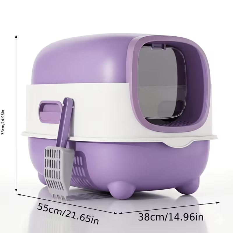 Enclosed Litter Box Set with Litter Mat