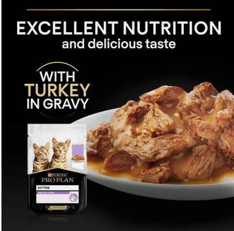 PURINA PRO PLAN Kitten Wet Cat Food Turkey in Gravy  26 × 85g