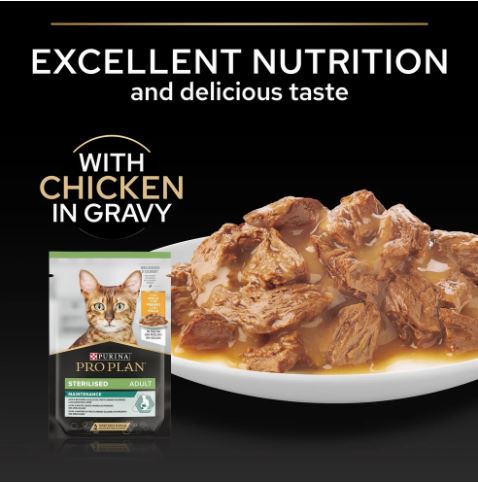 PURINA PRO PLAN Sterilised Adult Wet Cat Food Chicken in Gravy  26 × 85g