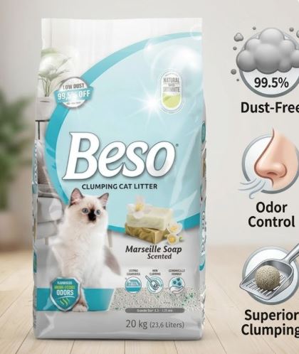 Beso Clumping Cat Litter Marseille Soap Scented  20kg
