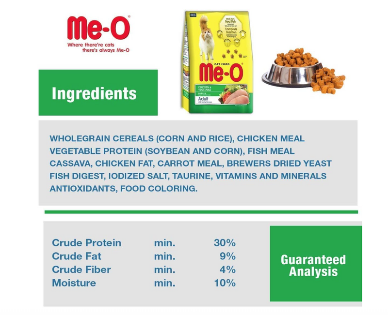 Me-O Chicken & Vegetable Adult Cat Dry Food  7kg