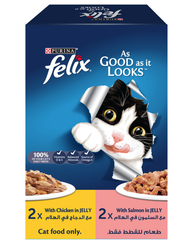 Purina FELIX As Good As It Looks Chicken & Salmon in Jelly   4 × 85g