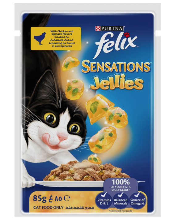 Purina FELIX Sensations Jellies Chicken & Spinach  12 × 85g