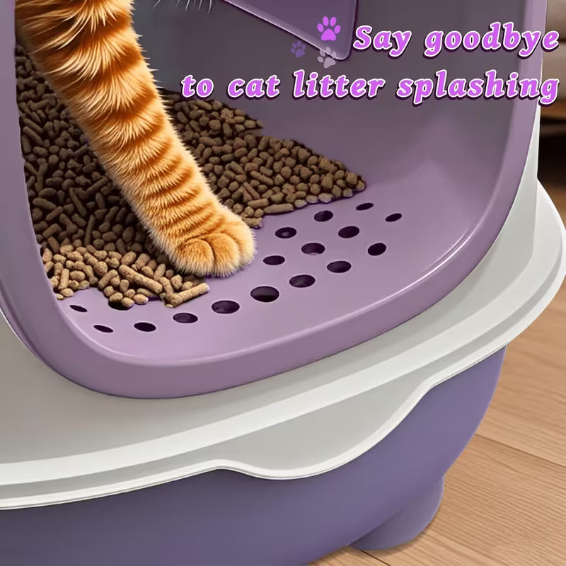 Enclosed Litter Box Set with Litter Mat
