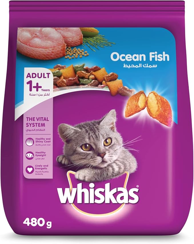 Whiskas Adult Ocean Fish Dry Cat Food 480g