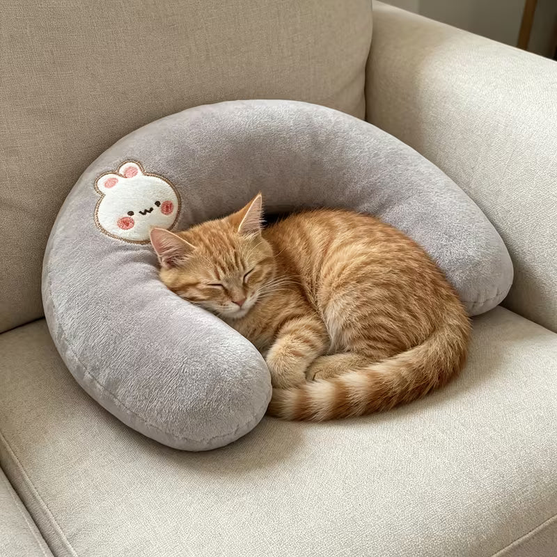 Gray Rabbit U-Shaped Pet Neck Pillow