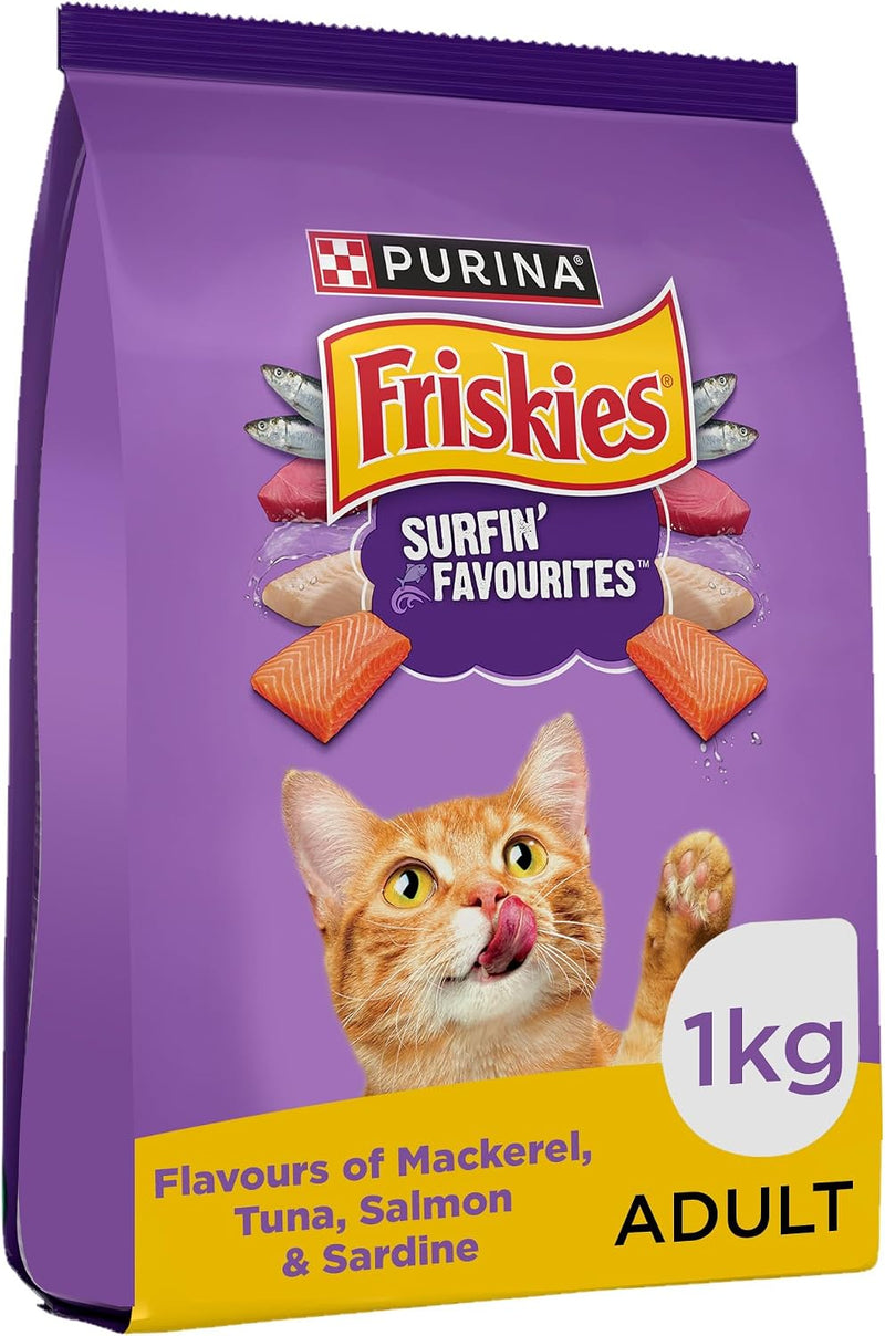 Purina Friskies Surfin’ Favourites Adult Dry Cat Food – 1kg
