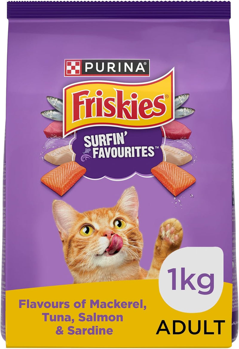 Purina Friskies Surfin’ Favourites Adult Dry Cat Food – 1kg