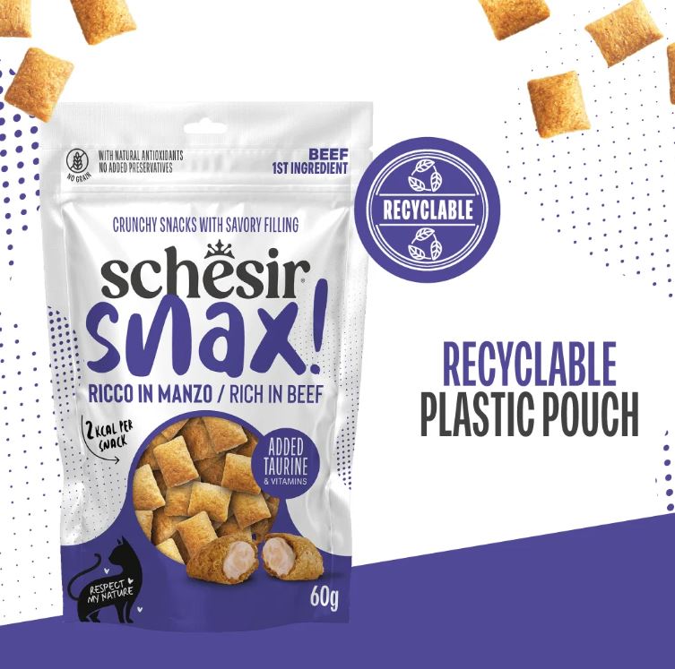 Schesir Snax Crunchy & Creamy Beef Cat Treats 60g