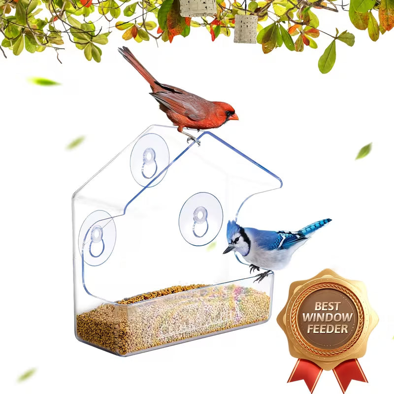 Outside Clear Plastic Window Bird Feeder