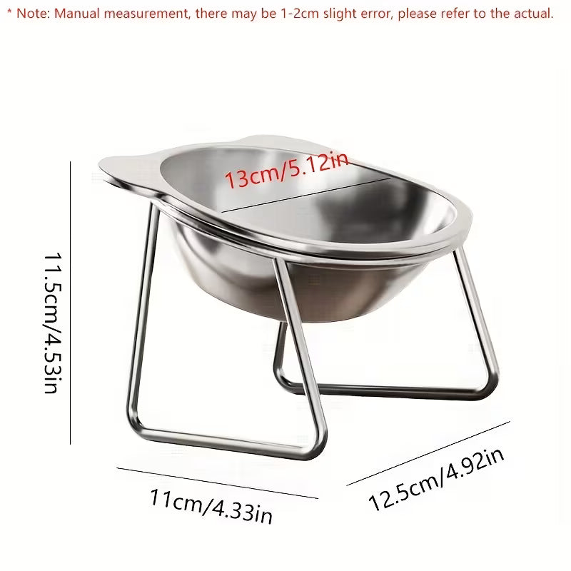 Stainless Steel Inclined Cat Feeding & Watering Dish