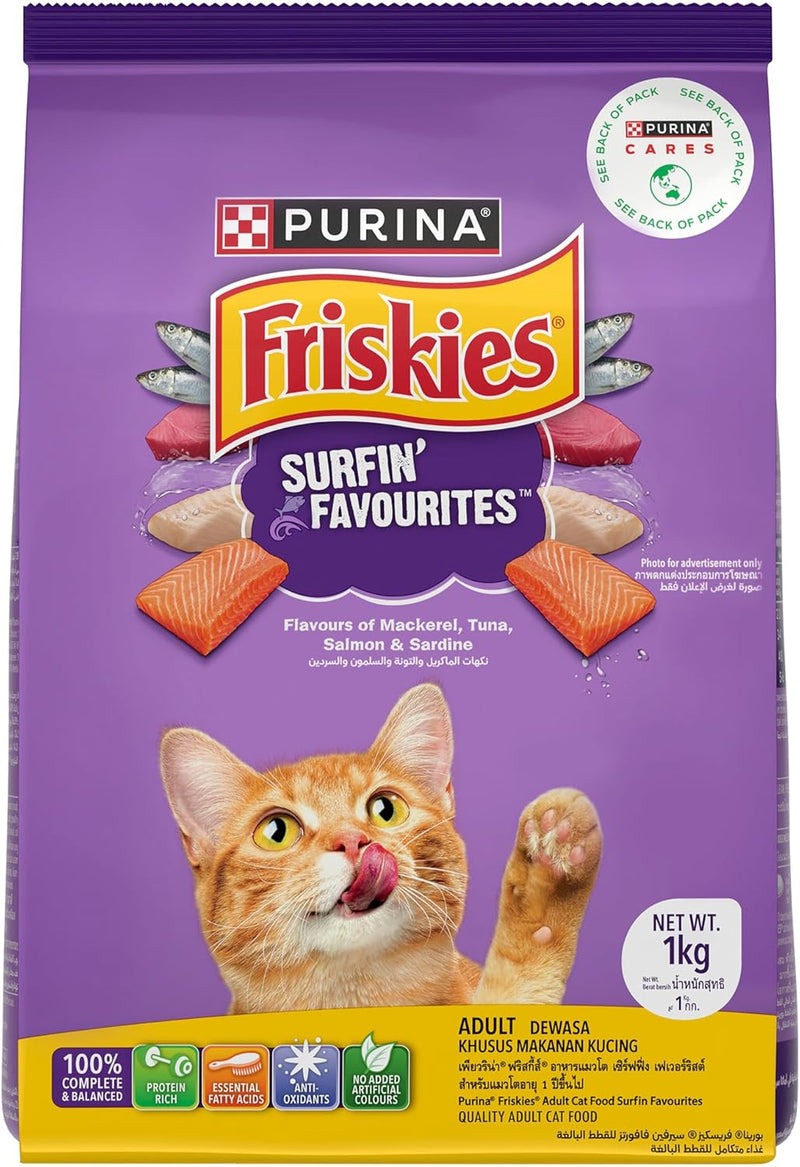 Purina Friskies Surfin’ Favourites Adult Dry Cat Food – 1kg