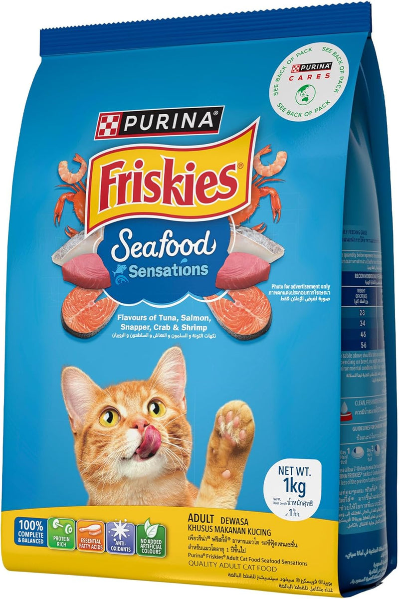 Purina Friskies Seafood Sensations Adult Dry Cat Food – 1kg