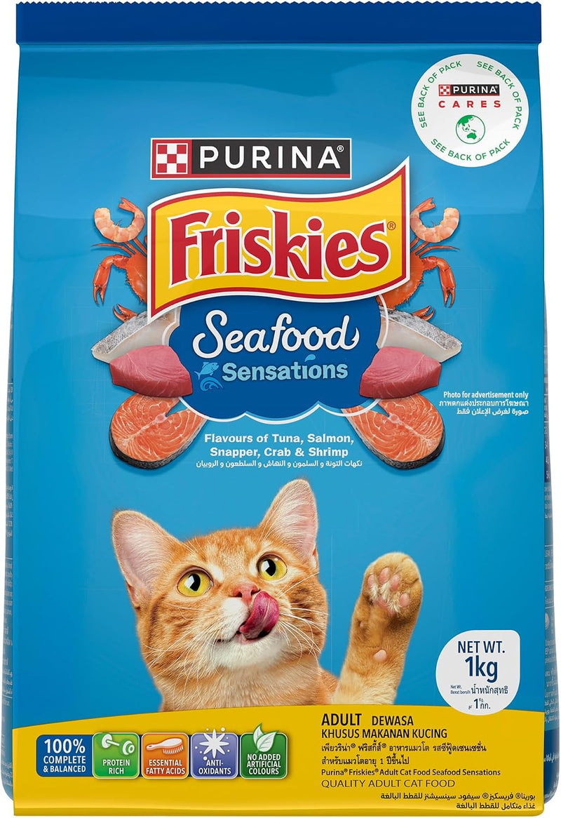 Purina Friskies Seafood Sensations Adult Dry Cat Food – 1kg