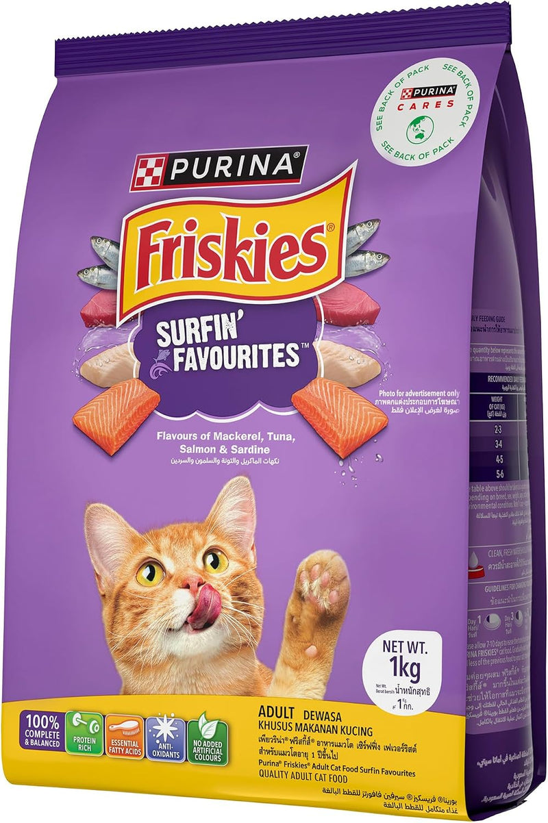 Purina Friskies Surfin’ Favourites Adult Dry Cat Food – 1kg