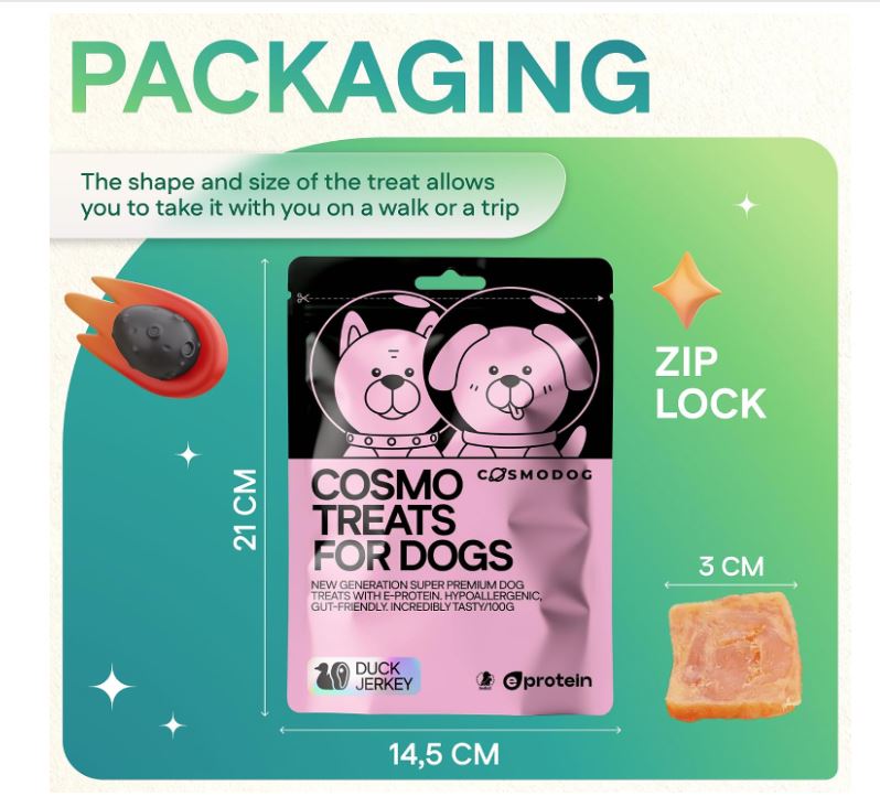 Cosmodog Doypack Duck Jerky Dog Treats