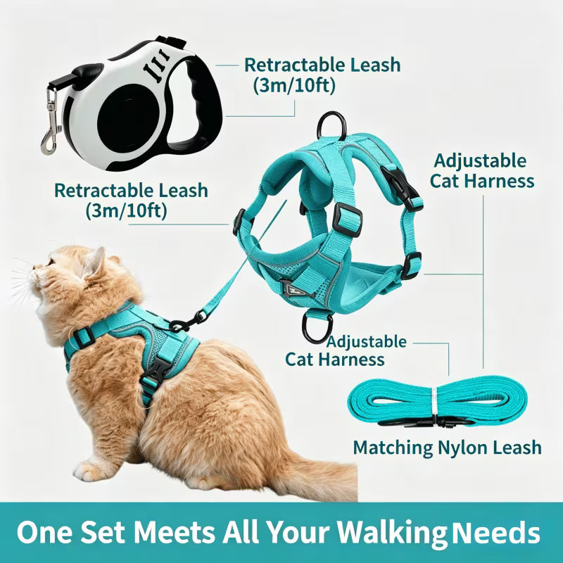 3-in-1 Cat Harness and Leash Set