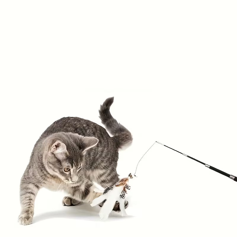 Cat Toy Wand with Artificial Feather