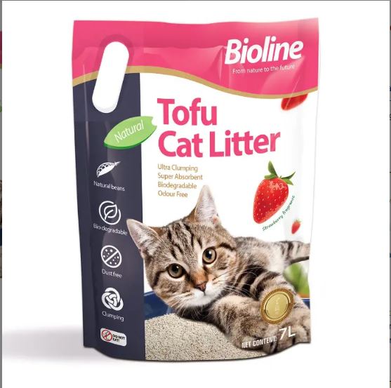 Bioline Strawberry Tofu Clumping Cat Litter 7L