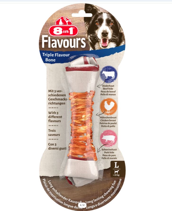 8in1 Triple Flavour Bone Dog Chew
