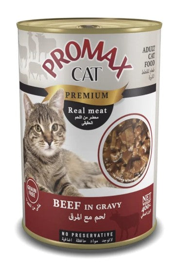 Promax Premium Beef in Gravy Grain Free Adult Wet Cat Food 400g
