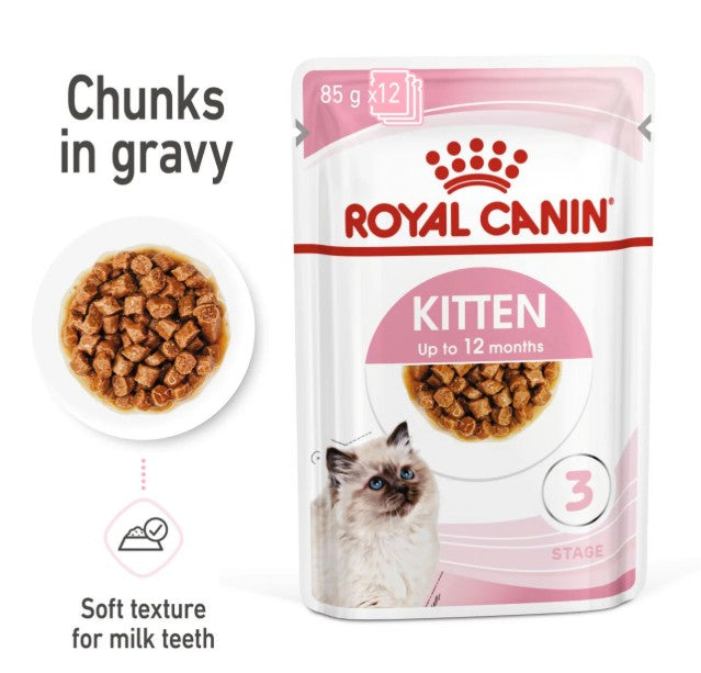 Royal Canin Feline Health Nutrition Kitten Gravy (Wet Food - Pouches) 12 x 85 g