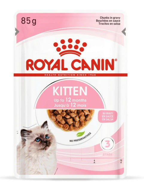 Royal Canin Feline Health Nutrition Kitten Gravy (Wet Food - Pouches) 12 x 85 g