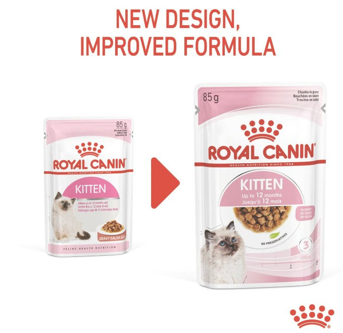 Royal Canin Feline Health Nutrition Kitten Gravy (Wet Food - Pouches) 12 x 85 g