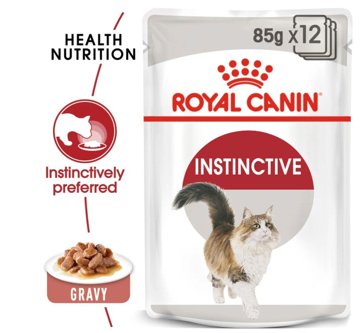 Royal Canin Feline Health Nutrition Instinctive Adult Cats Gravy (Wet Food - Pouches) 12 x 85 g