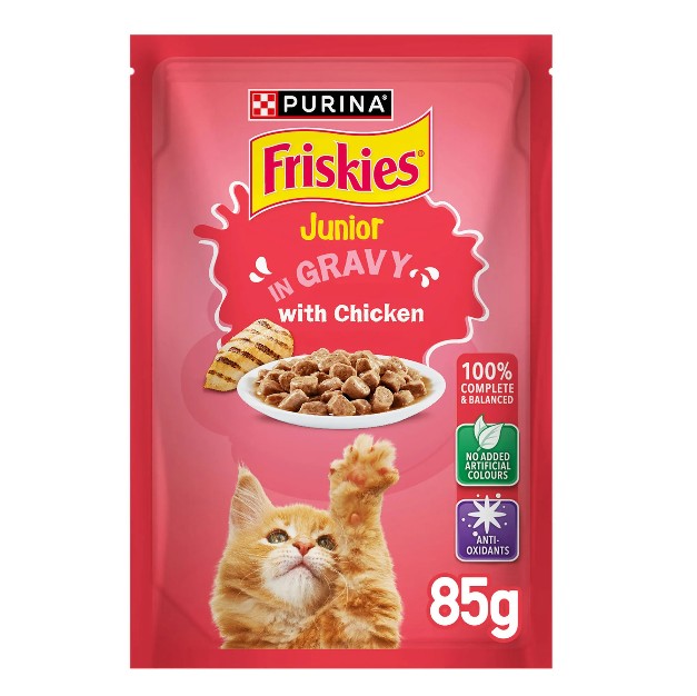 Purina Friskies Junior Chicken in Gravy Wet Cat Food Pouch 85g