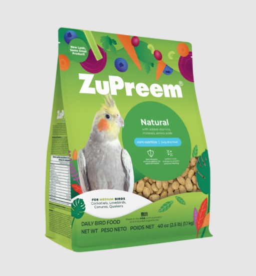 ZuPreem Natural Daily Diet Bird Food for Cockatiels & Medium Birds 2.5 lbs