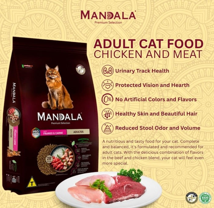 Mandala Premium Selection Adultos Chicken and Beef Dry Cat Food 7 Kgs