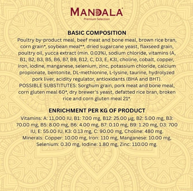 Mandala Premium Selection Adultos Chicken and Beef Dry Cat Food 7 Kgs
