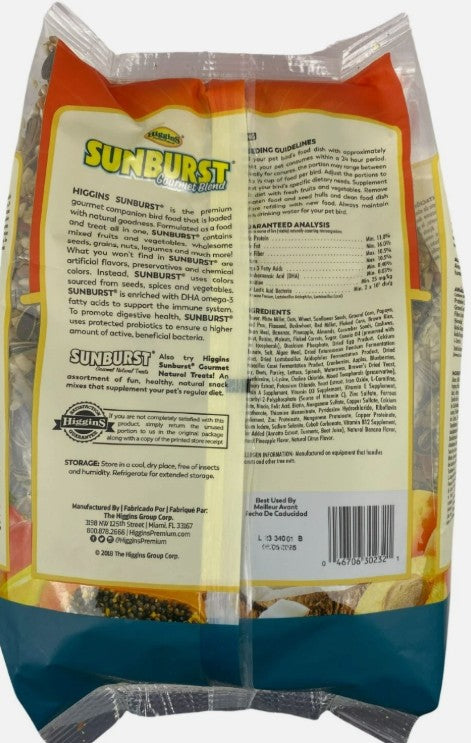 Higgins Sunburst Gourmet Blend Conure Bird Food – 3 lb (1.36 kg)