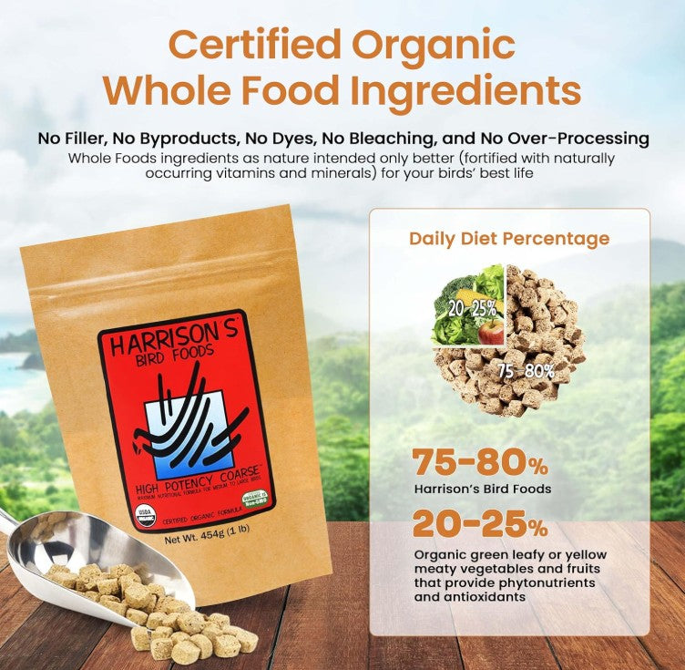 Harrison’s High Potency Coarse Organic Bird Food – 1 lb (454 g)