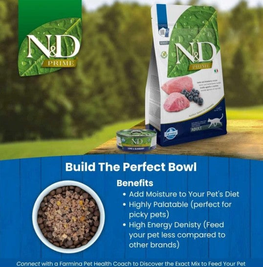 Farmina N&D Prime Lamb & Blueberry Adult Cat Food – 10kg