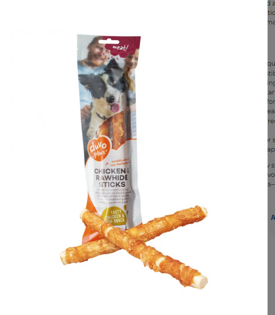 Duvo+ Chicken & Rawhide Dog Sticks 25cm  2 Pack