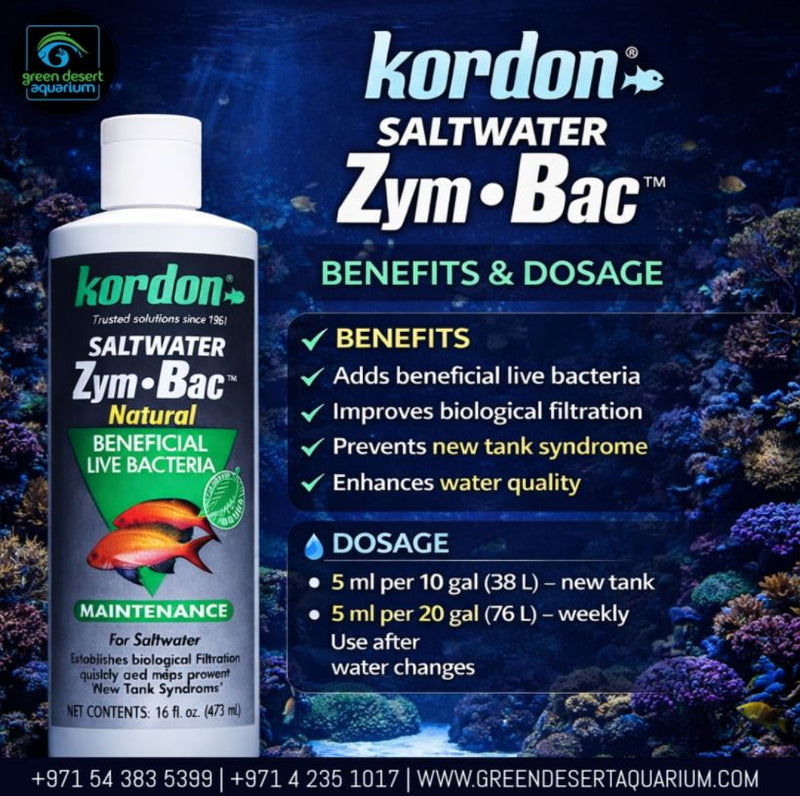 Kordon Saltwater Zym-Bac Natural – Beneficial Live Bacteria for Marine Aquariums