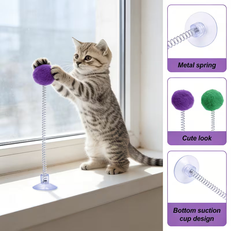 Interactive Cat Tease Stick Toy with Suction Cup