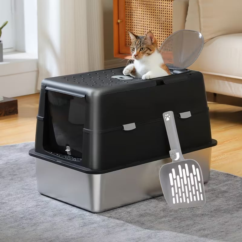XL Enclosed Stainless Steel Cat Litter Box