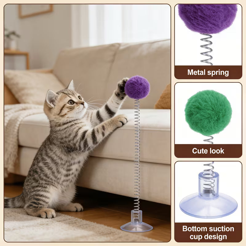 Interactive Cat Tease Stick Toy with Suction Cup