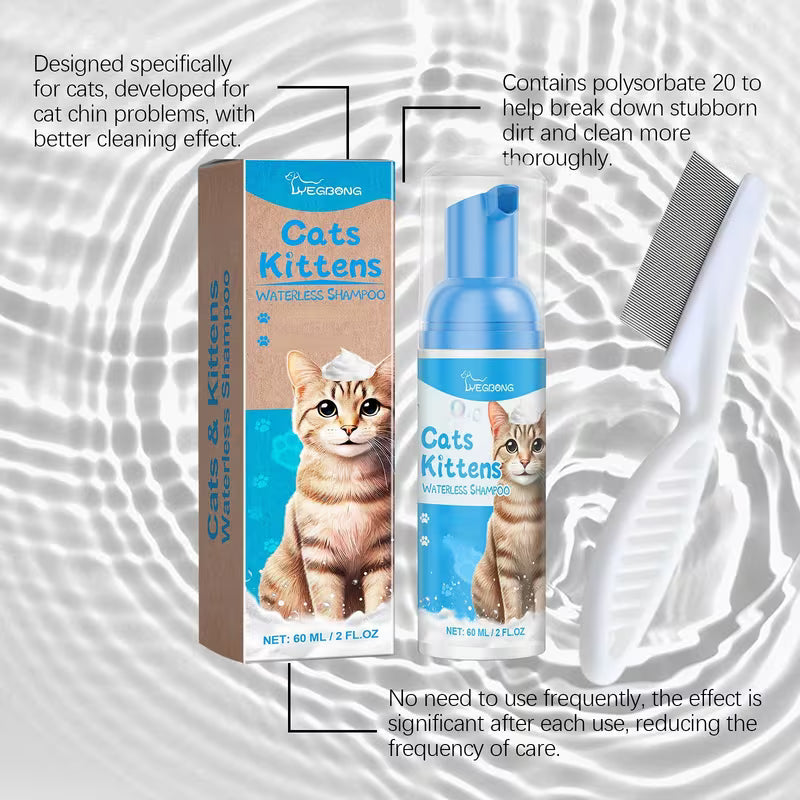 Quick-Effect Pet Dry Shampoo Foam Duo with Detangling Comb