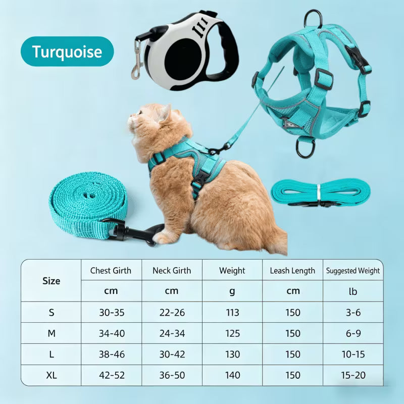 3-in-1 Cat Harness and Leash Set