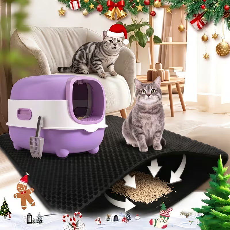 Enclosed Litter Box Set with Litter Mat