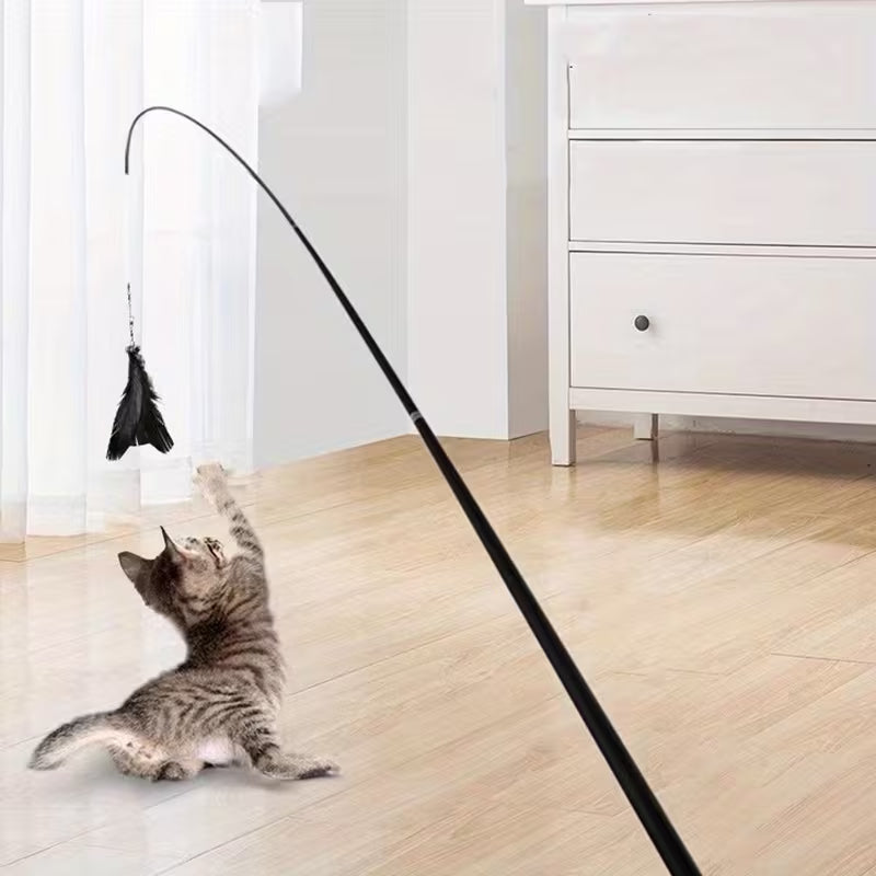 Cat Toy Wand with Artificial Feather