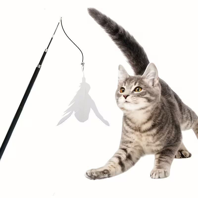 Cat Toy Wand with Artificial Feather
