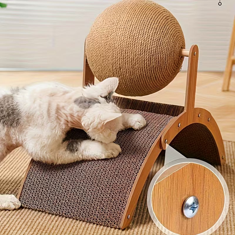 Natural Sisal Cat Scratcher Toy with Ball