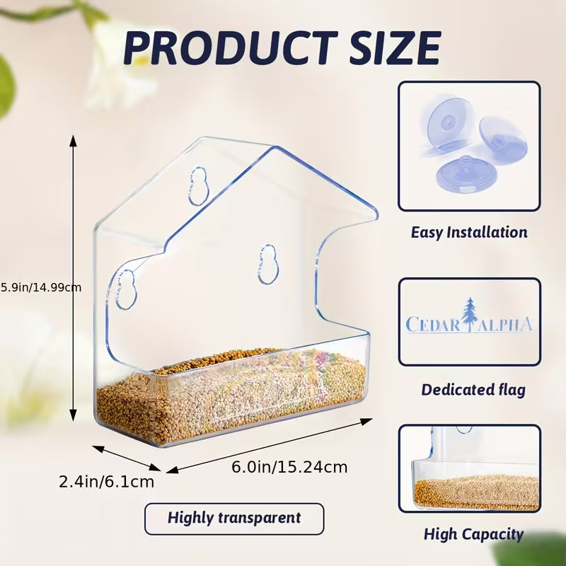 Outside Clear Plastic Window Bird Feeder